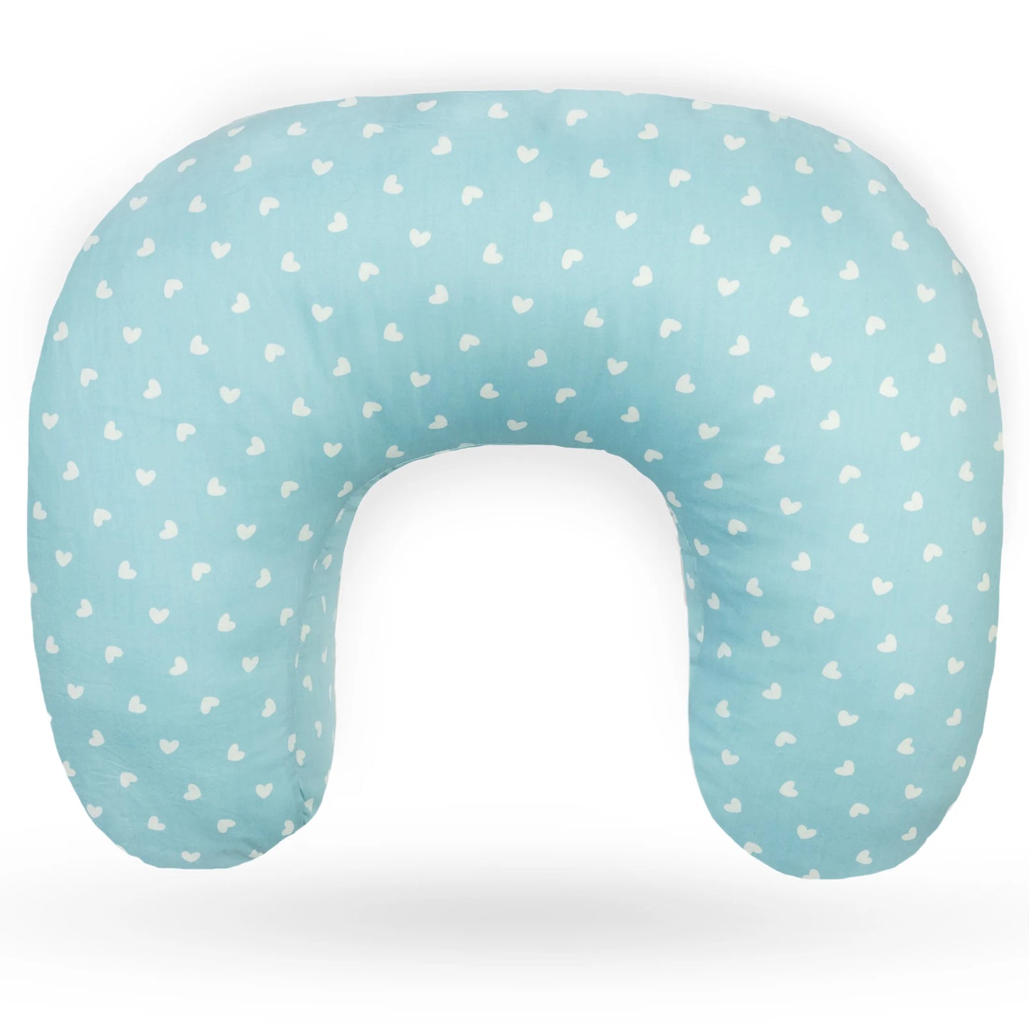 Ella voedingskussen met blauw-witte hartjes, perfect voor comfort tijdens het voeden van je baby.