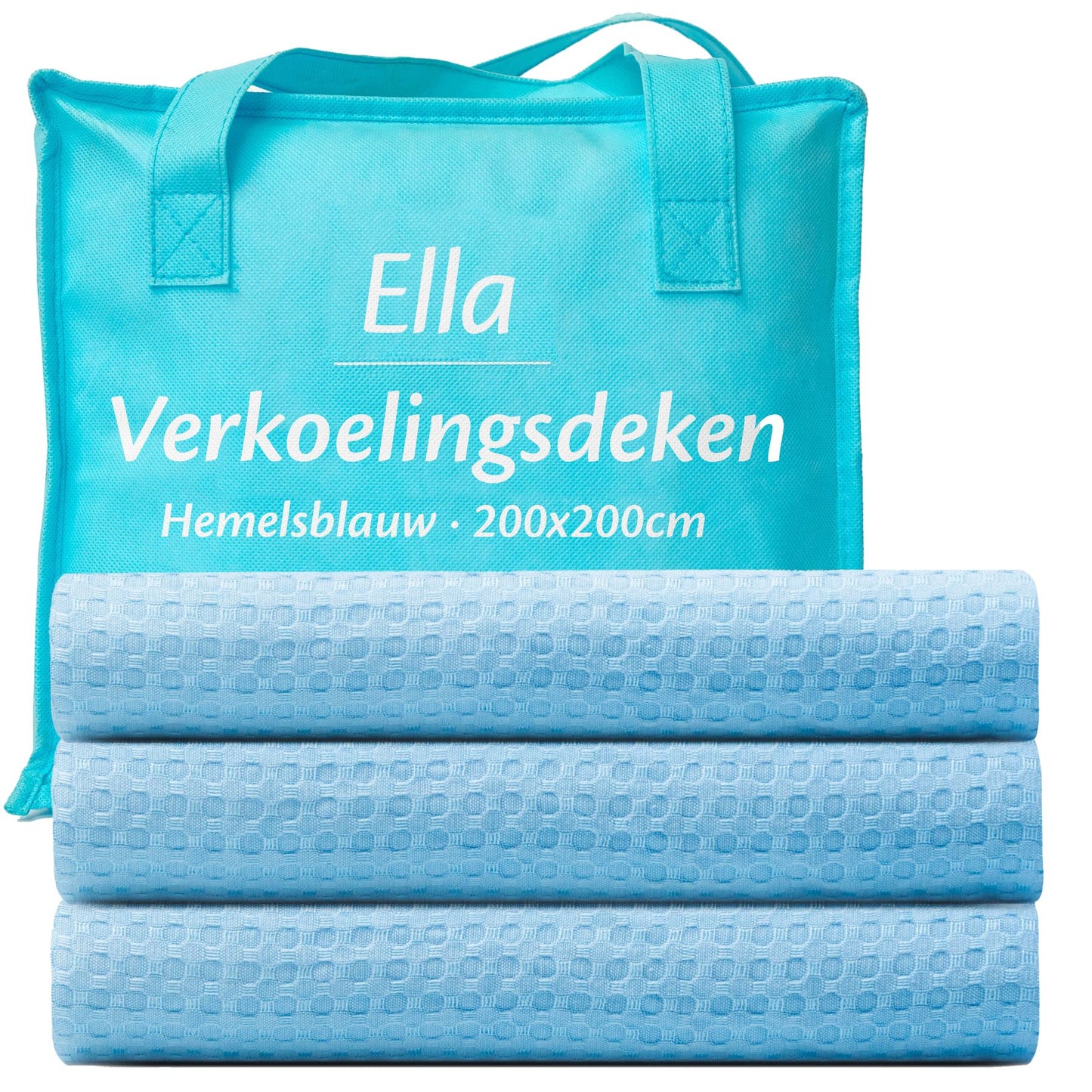 Koeldeken in Hemelsblauw kleur, beschikbaar in maat 200x200 cm, ideaal voor warme nachten