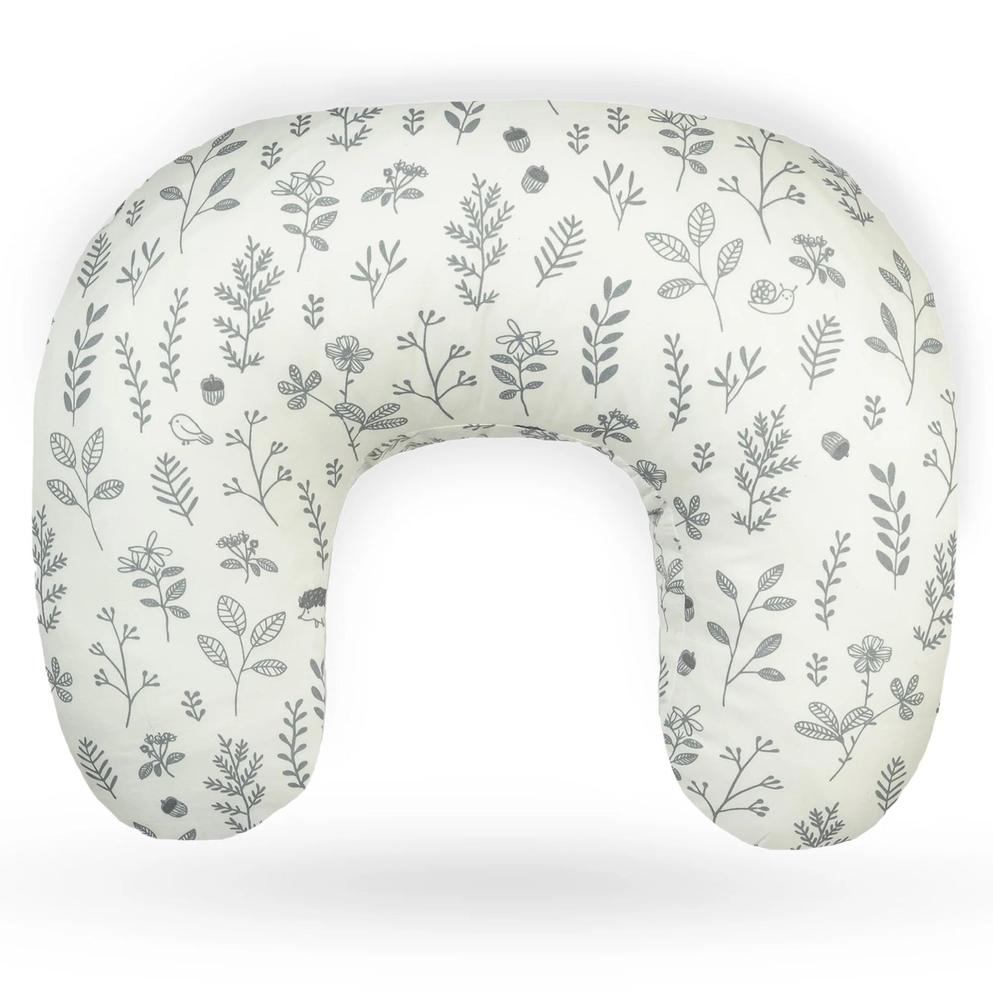 Voedingskussen van Ella met een vrolijke plantjesprint, ideaal voor een gezellige en comfortabele voedingservaring.