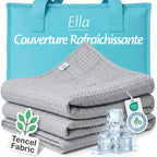Couverture rafraîchissante Ella en Tencel, coloris Gris brume, livrée avec son sac de rangement