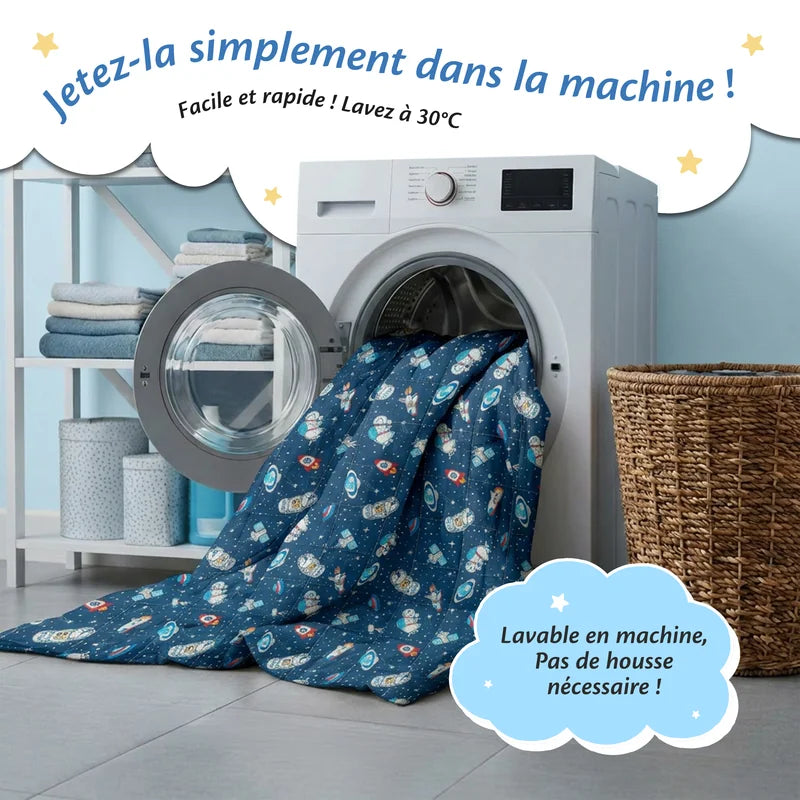 Couverture lestée enfant lavable en machine à 30 °C, sans housse nécessaire