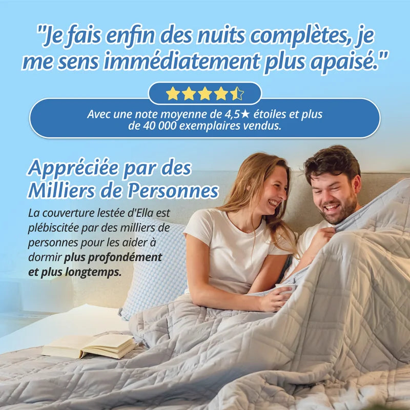 Couple sous la couverture lestée Ella, notée 4,5 étoiles par des milliers de clients