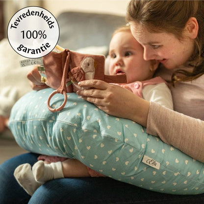 Het voedingskussen van Ella heeft een 100% tevredenheidsgarantie batch. Niet goed geld terug!