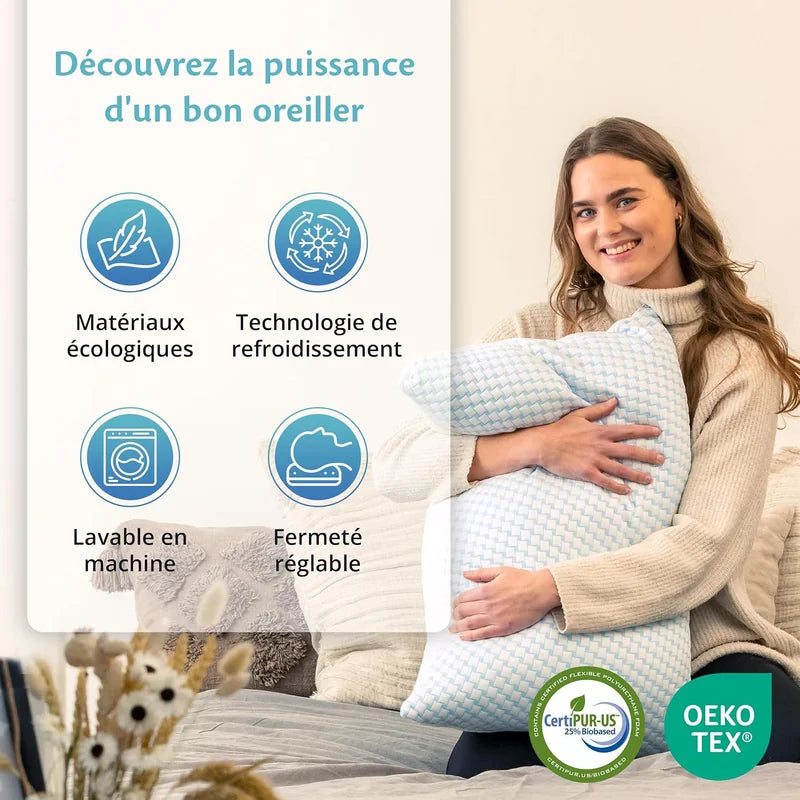 Oreiller ergonomique à mémoire de forme 40 x 80 cm - vue 8