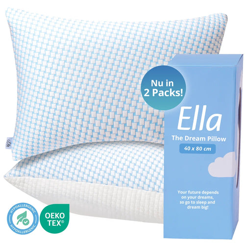 Ella The Dream Pillow hoofdkussen 2 pack met verpakking, OEKO TEX en hypoallergeen certificering, formaat 50x70 cm.