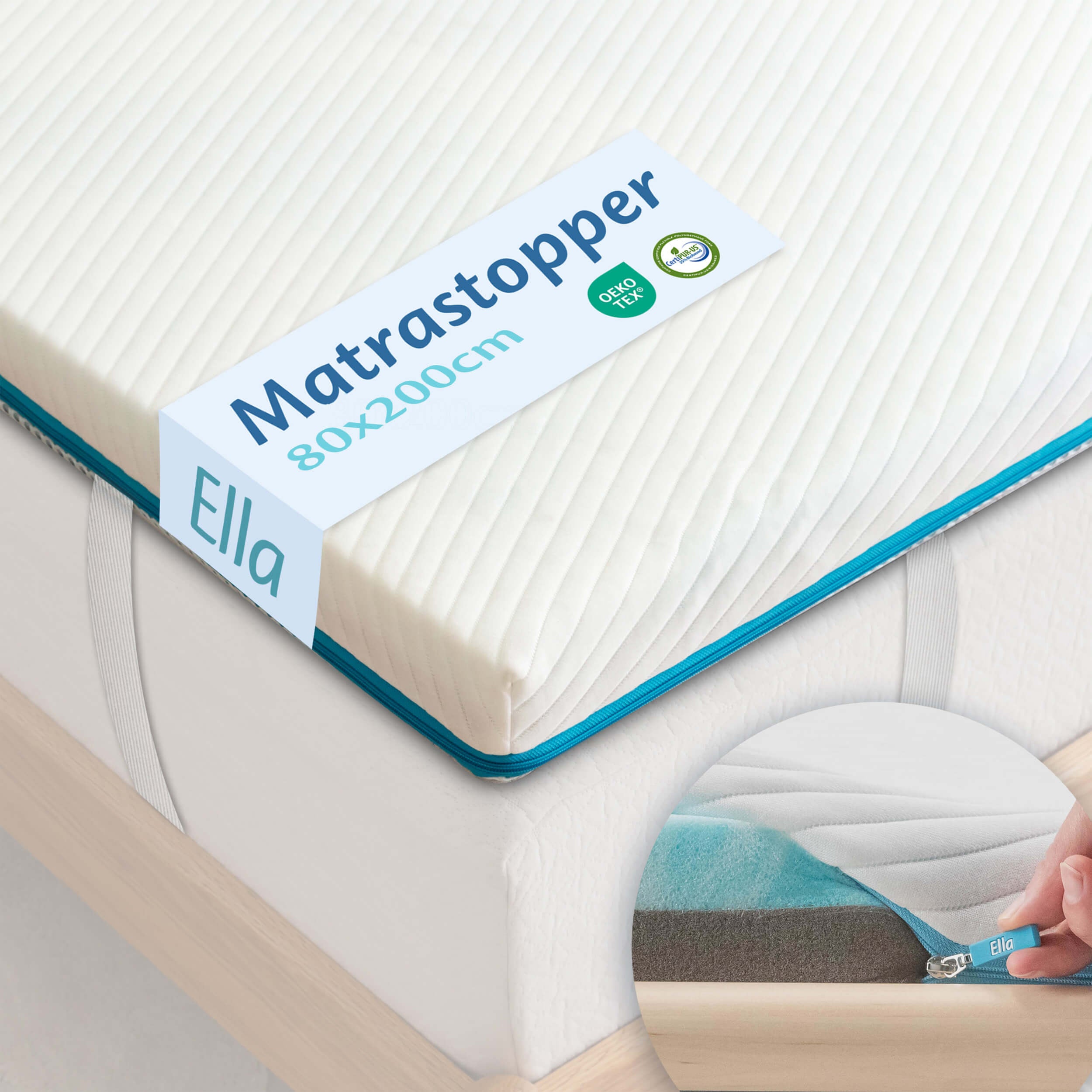 Ella Matrastopper 80x200cm met rits voor extra comfort en aanpasbaarheid in je slaapkamer.