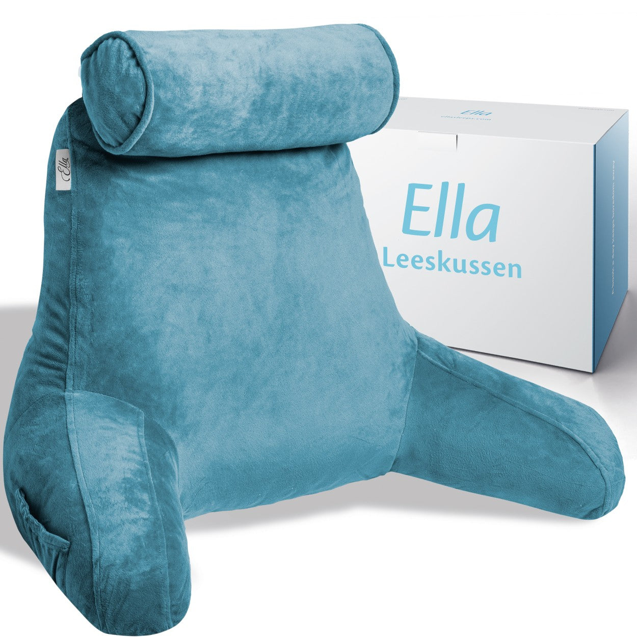 Blauw leeskussen, perfect voor een comfortabele leeservaring, met een eigentijdse uitstraling.