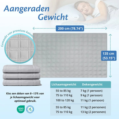 Ella Sleeps Verzwaringsdeken, afmetingen 135 x 200 cm.