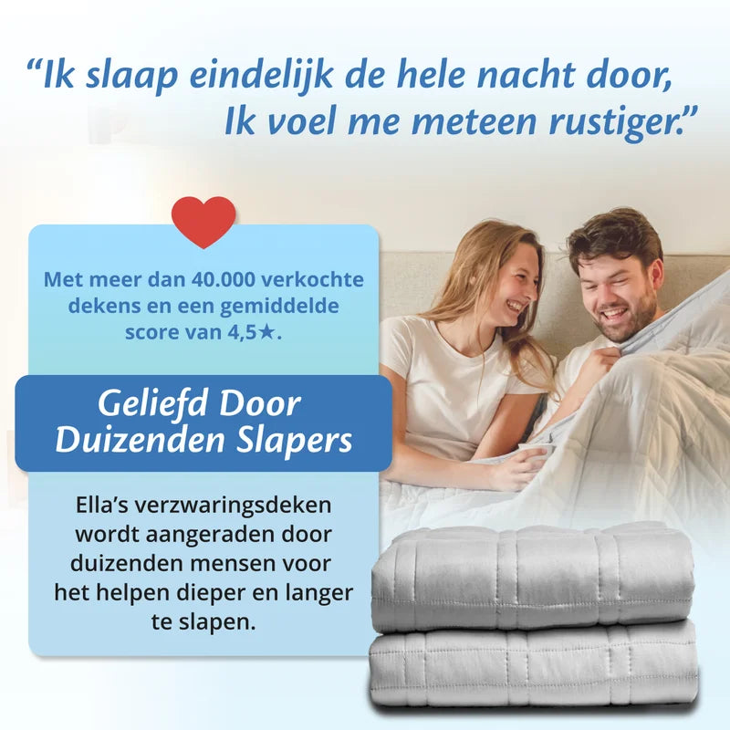 Ella's verzwaringsdeken wordt aangeraden door duizenden mensen voor het helpen dieper en langer te slapen.
