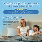 Klantreview van de Ella verzwaringsdeken met 4,5 sterren en een koppel samen in bed.