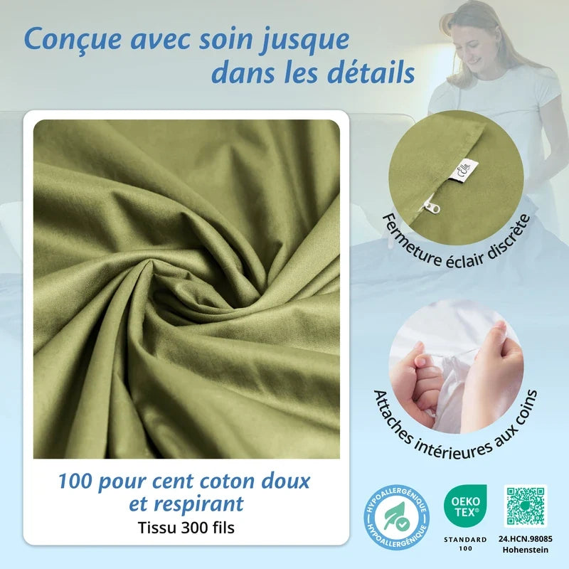 Housse de couette pour couverture lestée - Vert olive clair