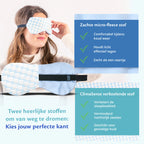Femme portant un masque de sommeil avec "deux façons de dormir", profitant du luxe de deux tissus doux pour une bonne nuit de sommeil.